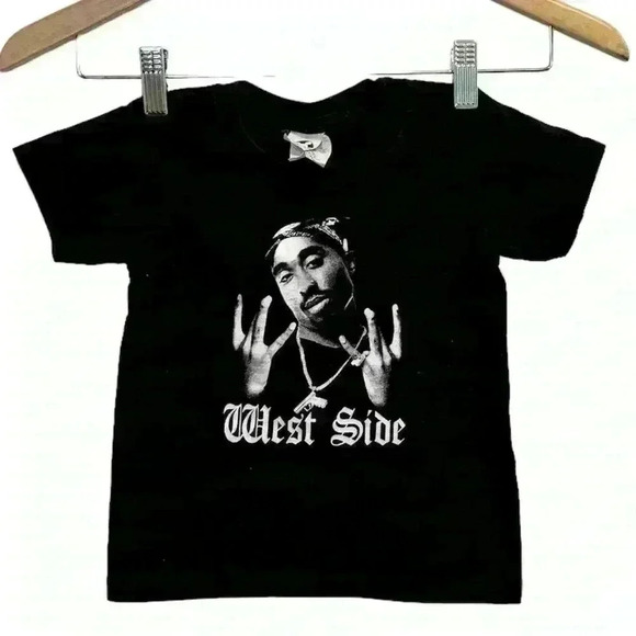 🌈 6/$60, Playertex, Tupac Shakur, Westside, Black, White T-shirt, XS - Picture 1 of 4